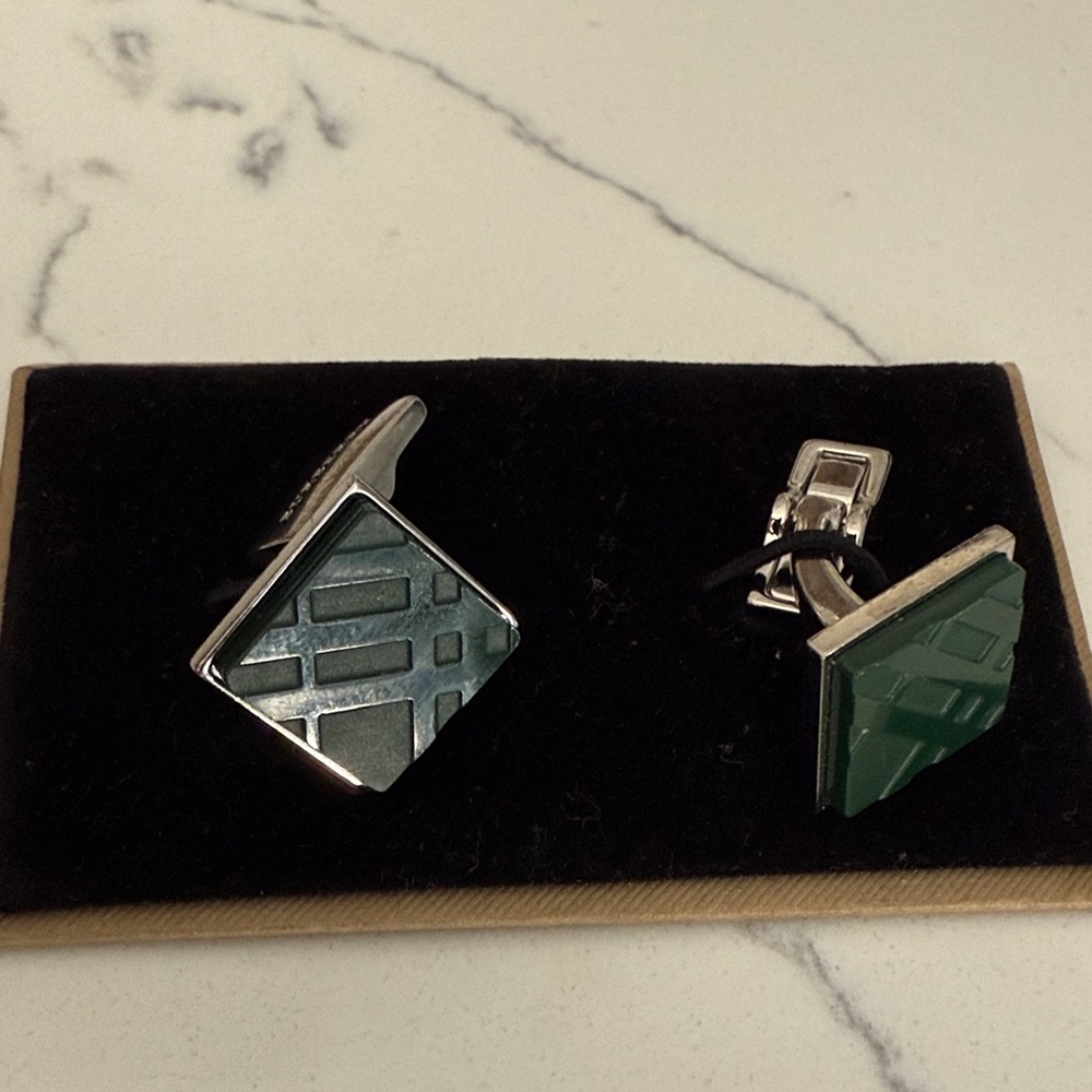 Burberry Green and Silver Cufflinks
